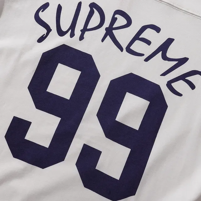 Supreme 99 Jersey de manga comprida gola redonda branco marinho 9