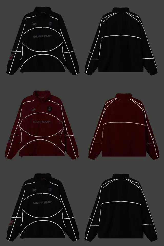 Supreme Noir Blanc Quarter-Zip Reflective Piping Windbreaker 2