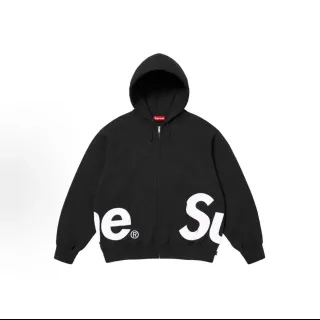 Supreme Box Logo Black White Full-Zip Oversized Logotype Hoodie