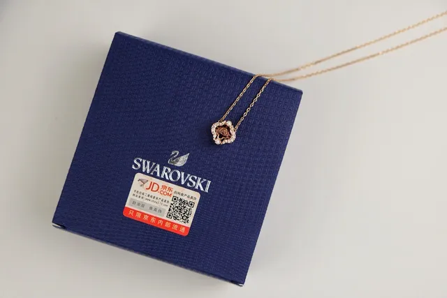 Swarovski Corrente de Ouro Rosa Cristal Centro Colar 3