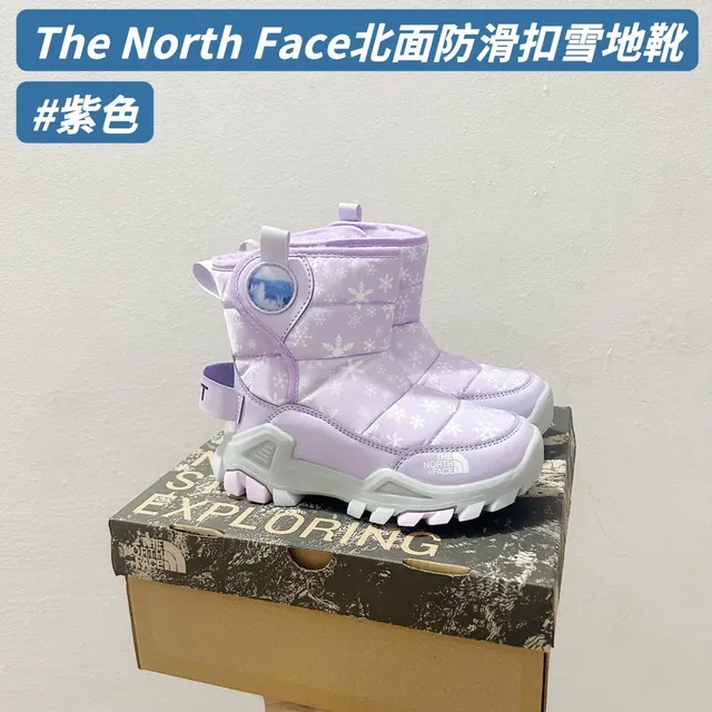 The North Face কালো লাল কুইল্টেড আইসোলেটেড উপরের স্নোফ্লেক প্রিন্ট স্নো বুটস 2