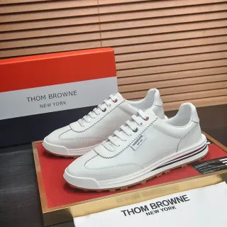 Thom Browne White Leather Zigzag Stitch Lifestyle Sneakers