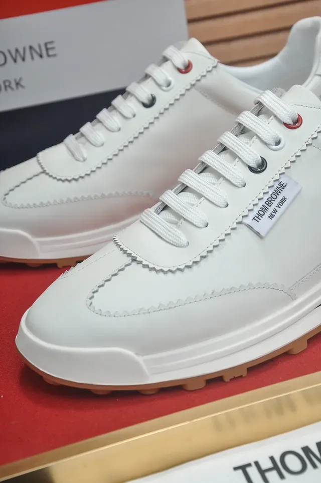 Thom Browne White Leather Zigzag Stitch Lifestyle Sneakers 2