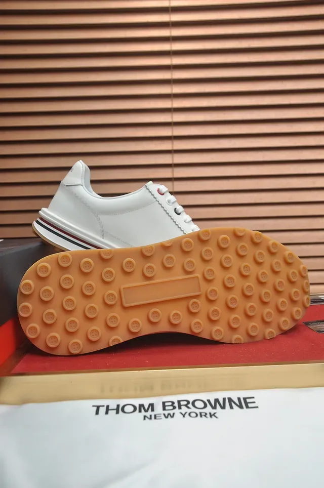 Thom Browne White Leather Zigzag Stitch Lifestyle Sneakers 3
