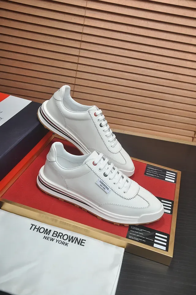 Thom Browne White Leather Zigzag Stitch Lifestyle Sneakers 4