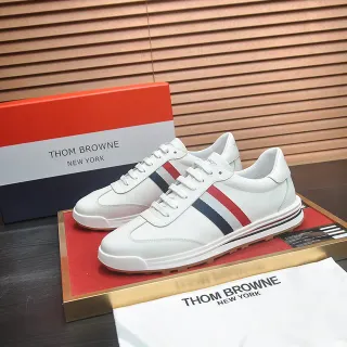 Thom Browne White Multicolor Low-Top Leather Upper Lifestyle Sneakers