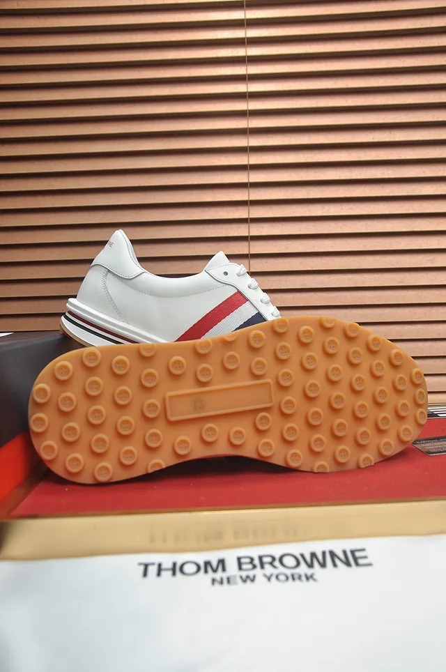 Thom Browne White Multicolor Low-Top Leather Upper Lifestyle Sneakers 3