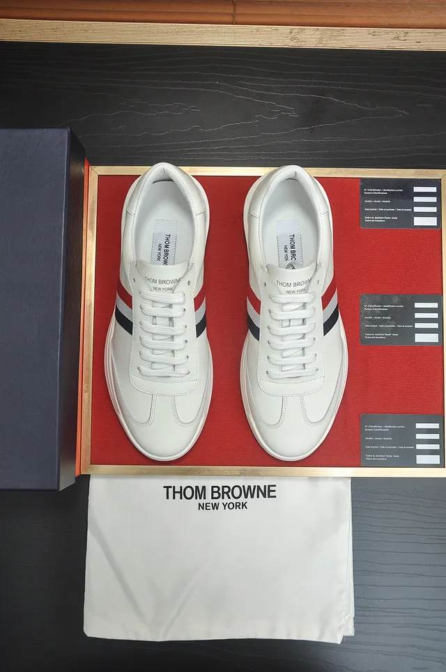 Thom Browne White Multicolor Low-Top Leather Upper Lifestyle Sneakers 5