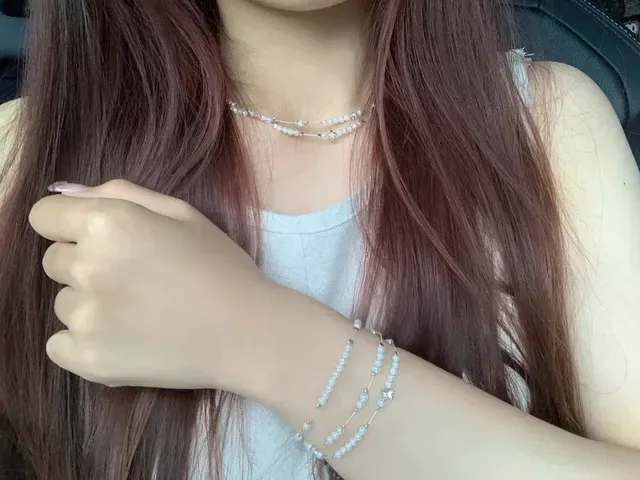 Tiffany & Co. 多串养殖珍珠银色星星魅力手链 4