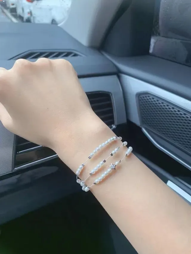 Tiffany & Co. 多串养殖珍珠银色星星魅力手链 6