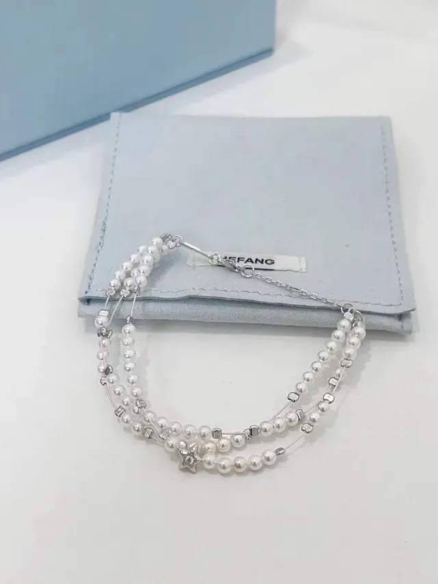 Tiffany & Co. 多串养殖珍珠银色星星魅力手链 8