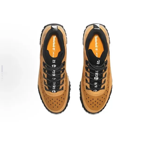 Timberland Amarillo Negro Media Corte Perforado Cuero Punta Zapatillas Lifestyle 2