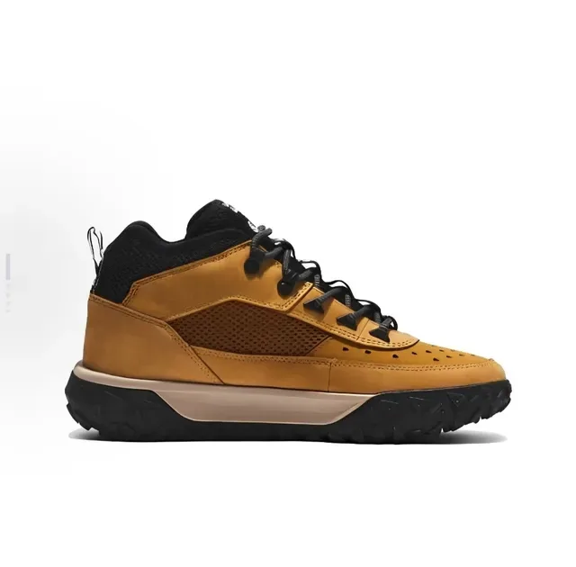 Timberland Amarillo Negro Media Corte Perforado Cuero Punta Zapatillas Lifestyle 5