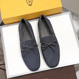Tod's Navy Suede Bow Loafers