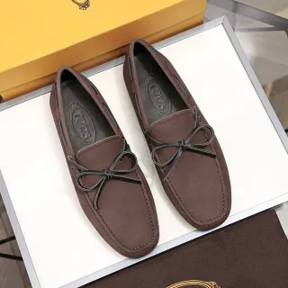 Tod's बो लोफर ब्राउन ब्लैक नकली स्यूड लेदर लोफर