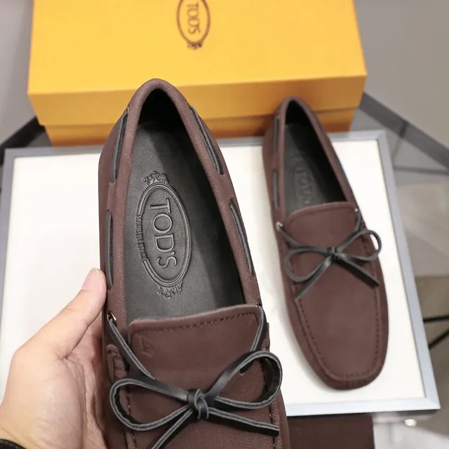 Tod's Bow Loafer Brown Black Suede-Like Leather Loafer 5