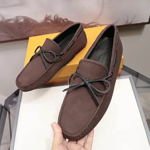 Tod's Bow Loafer Brown Black Suede-Like Leather Loafer 6