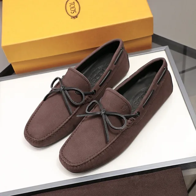 Tod's Bow Loafer Brown Black Suede-Like Leather Loafer 8