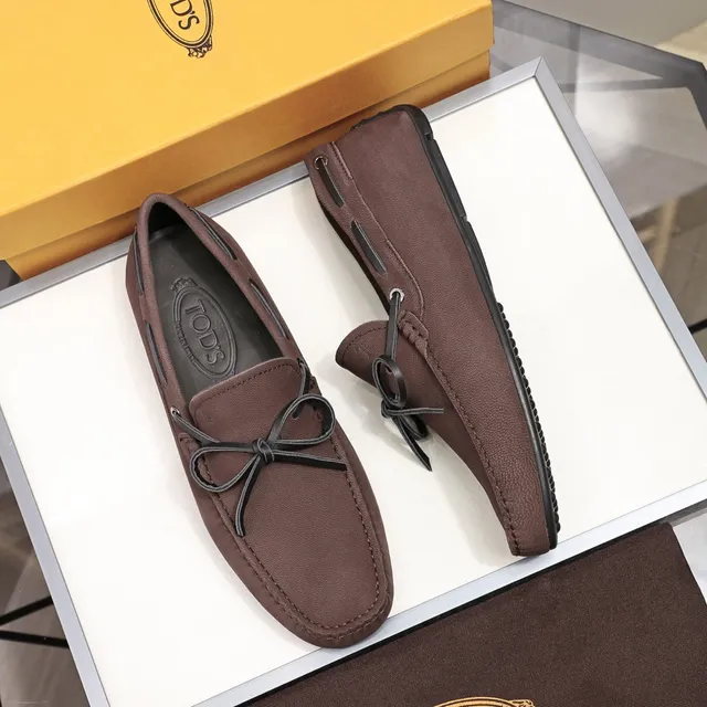 Tod's Bow Loafer Brown Black Suede-Like Leather Loafer 9
