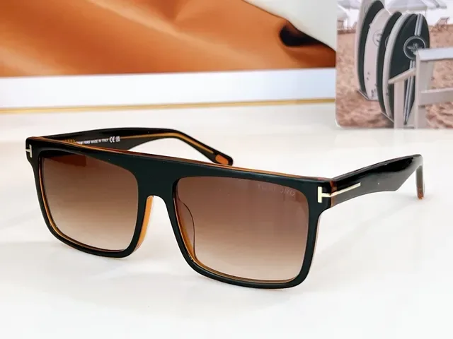 Gafas de sol Tom Ford negro marrón oversized rectangular marco de acetato 4