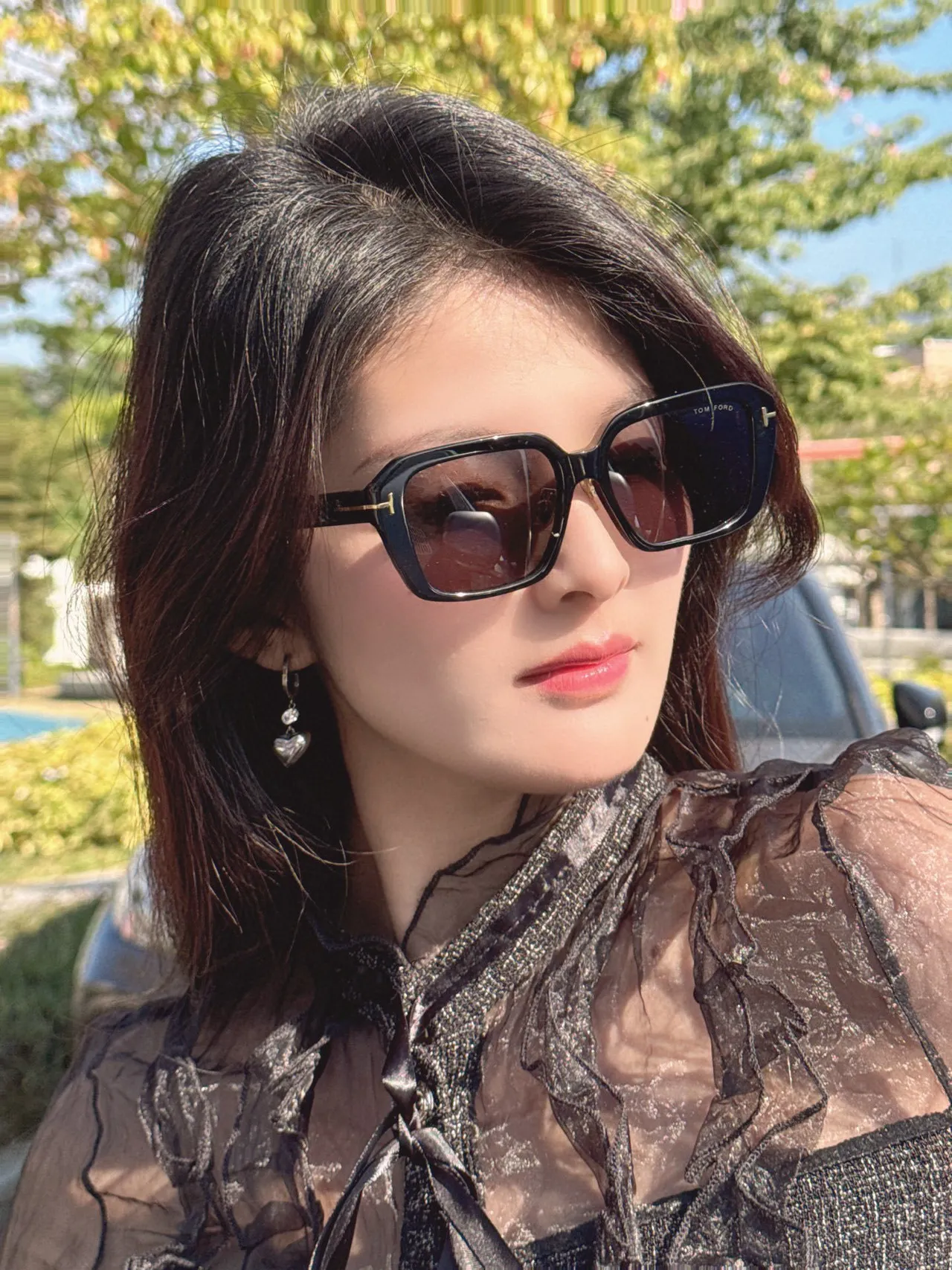Tom Ford FT0888 أسود بني Oversized مستطيل إطار أسيتات نظارات شمسية 2