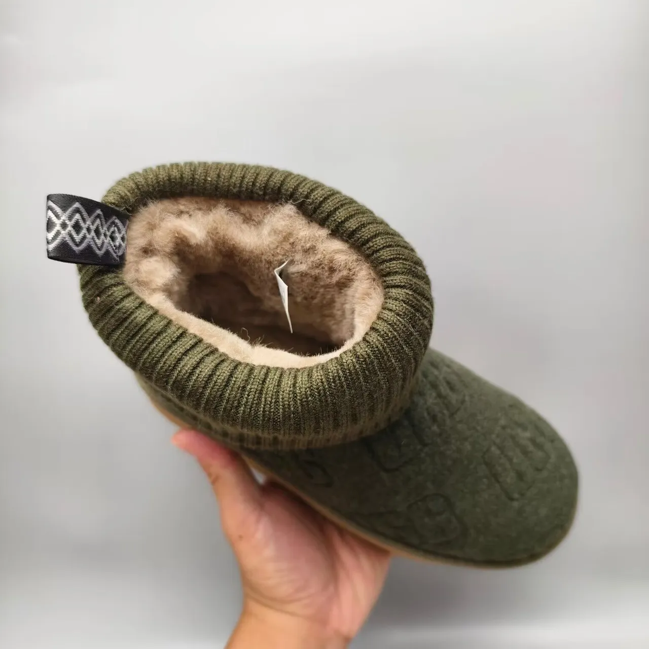 UGG Verde Ejército Beige Suela Plataforma Puño de Punto Acanalado Botas de Nieve 5
