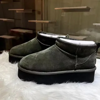 UGG 军绿黑麂皮鞋面羊毛内里雪靴
