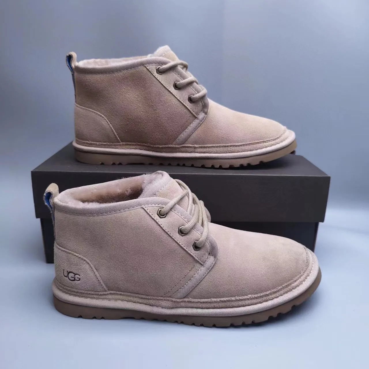 UGG Beige Brown Suede Upper Lace-Up Chukka Ankle Boots 2