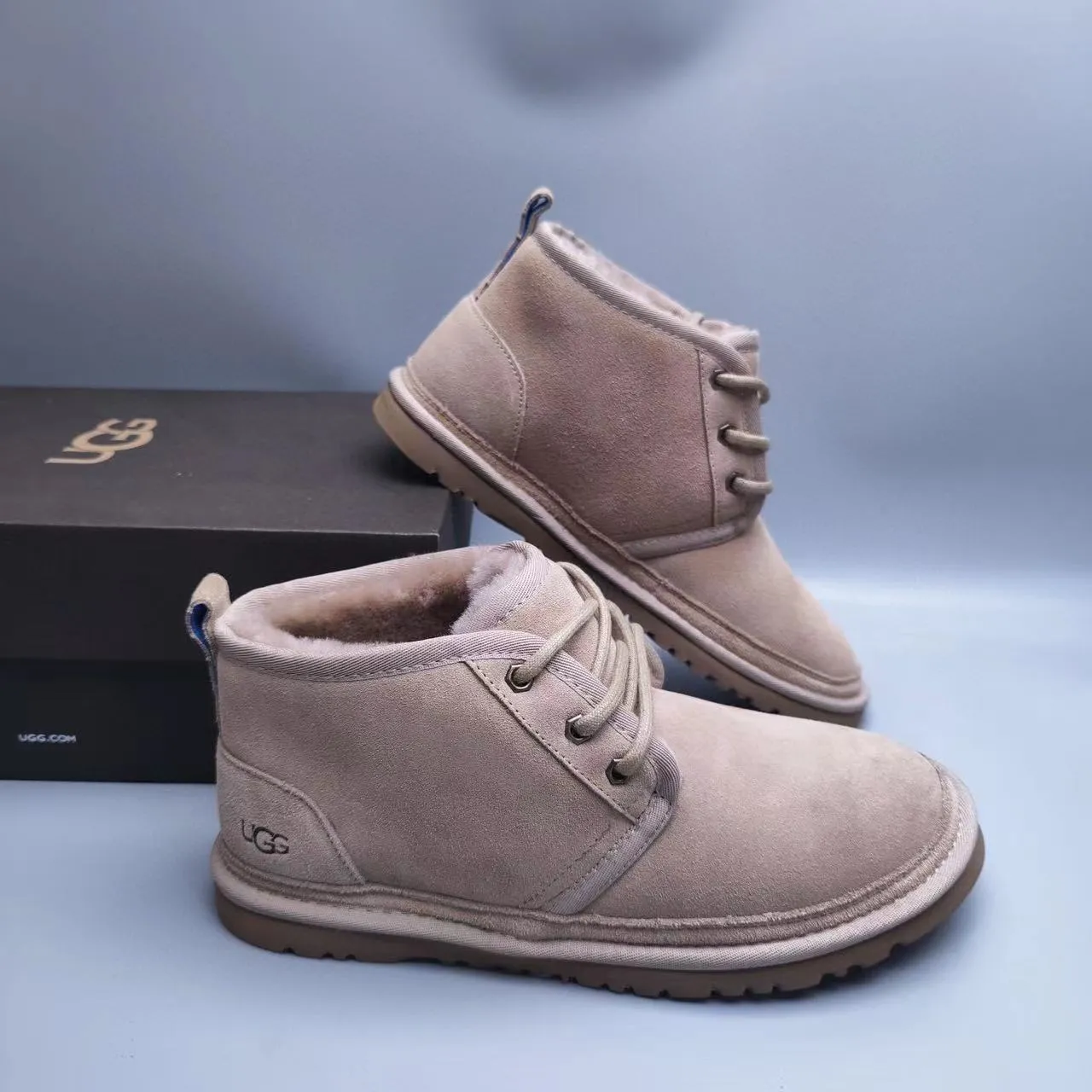 UGG Beige Brown Suede Upper Lace-Up Chukka Ankle Boots 5