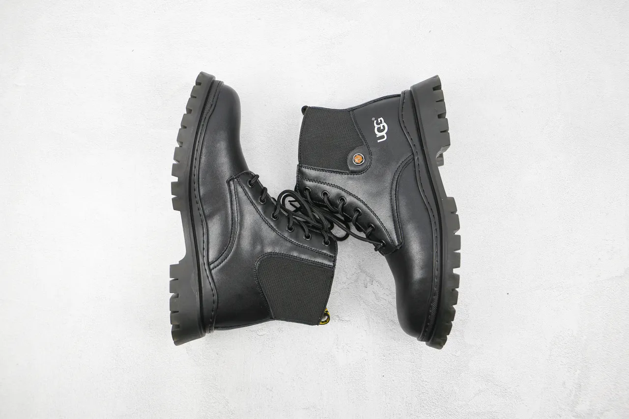 UGG কালো লেস-আপ ইলাস্টিক সাইড গুসেট এনকেল বুট 2