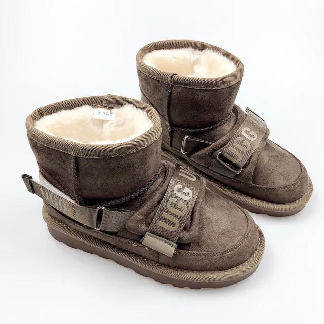 UGG Brown Beige Shearling-Lined Suede-Like Upper Snow Boots 5
