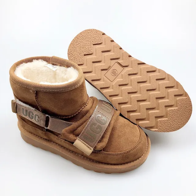 UGG Brown Beige Shearling-Lined Suede-Like Upper Snow Boots 16