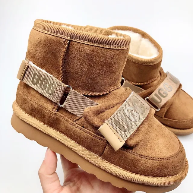 UGG Brown Beige Shearling-Lined Suede-Like Upper Snow Boots 20