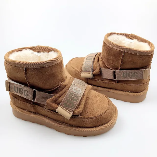 UGG Brown Beige Shearling-Lined Suede-Like Upper Snow Boots 21