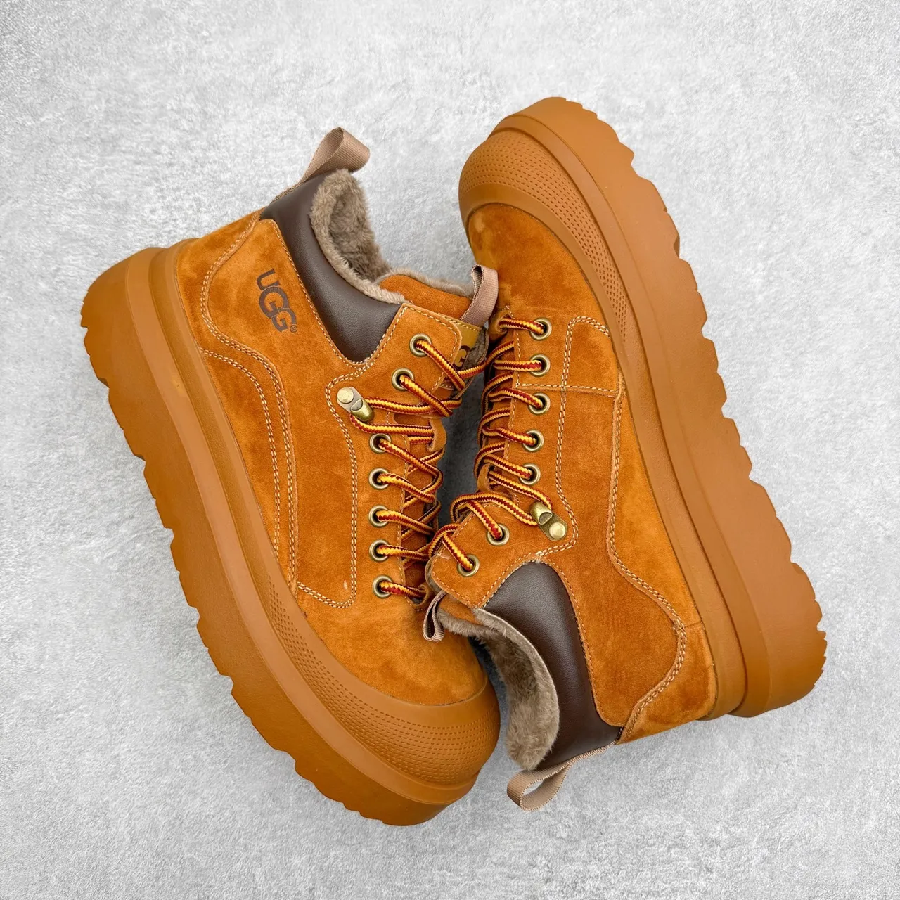 UGG أحذية عمل بني أسود سويد علوية مع كولار مبطن بجلد الغنم 8