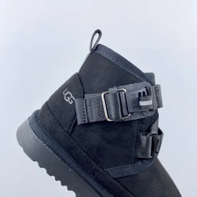 UGG भूरी मखमली ऊपरी डुअल बकिल स्ट्रैप स्नो बूट्स 9