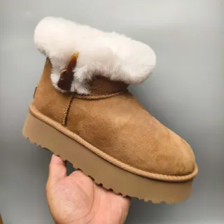 UGG 棕白麂皮鞋面剪绒护口雪靴