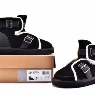 UGG Classic 黑白 扣带 羊毛内里 雪靴