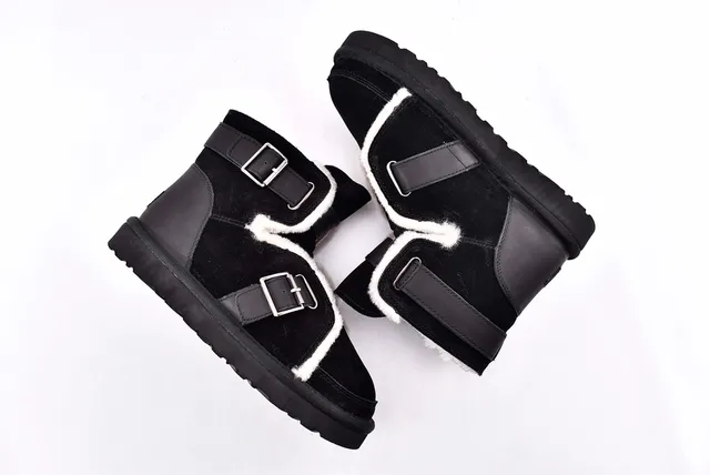 UGG Classic 黑白 扣带 羊毛内里 雪靴 12