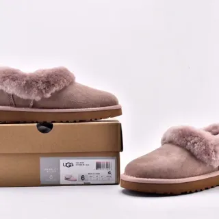 UGG Nita 米色粉色羊毛边麂皮鞋面休闲鞋