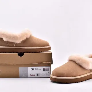 UGG Nita 米色 白色麂皮鞋面 羊毛衬里领 休闲鞋