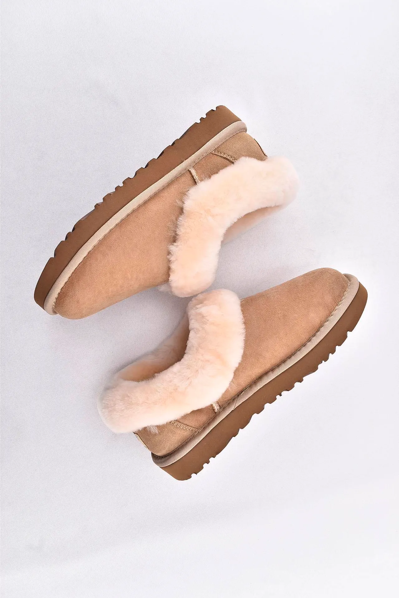 UGG Nita Beige White Suede Upper Shearling-Lined Collar Casual Shoes 12