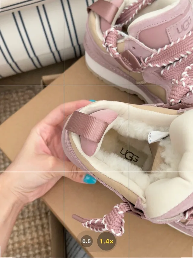 UGG Pink Beige Platform Sole Suede And Mesh Paneling Chunky Sneakers 3