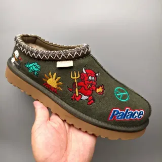UGG Tasman Army Green Brown Embroidered Patchwork Braided Trim Casual Shoes