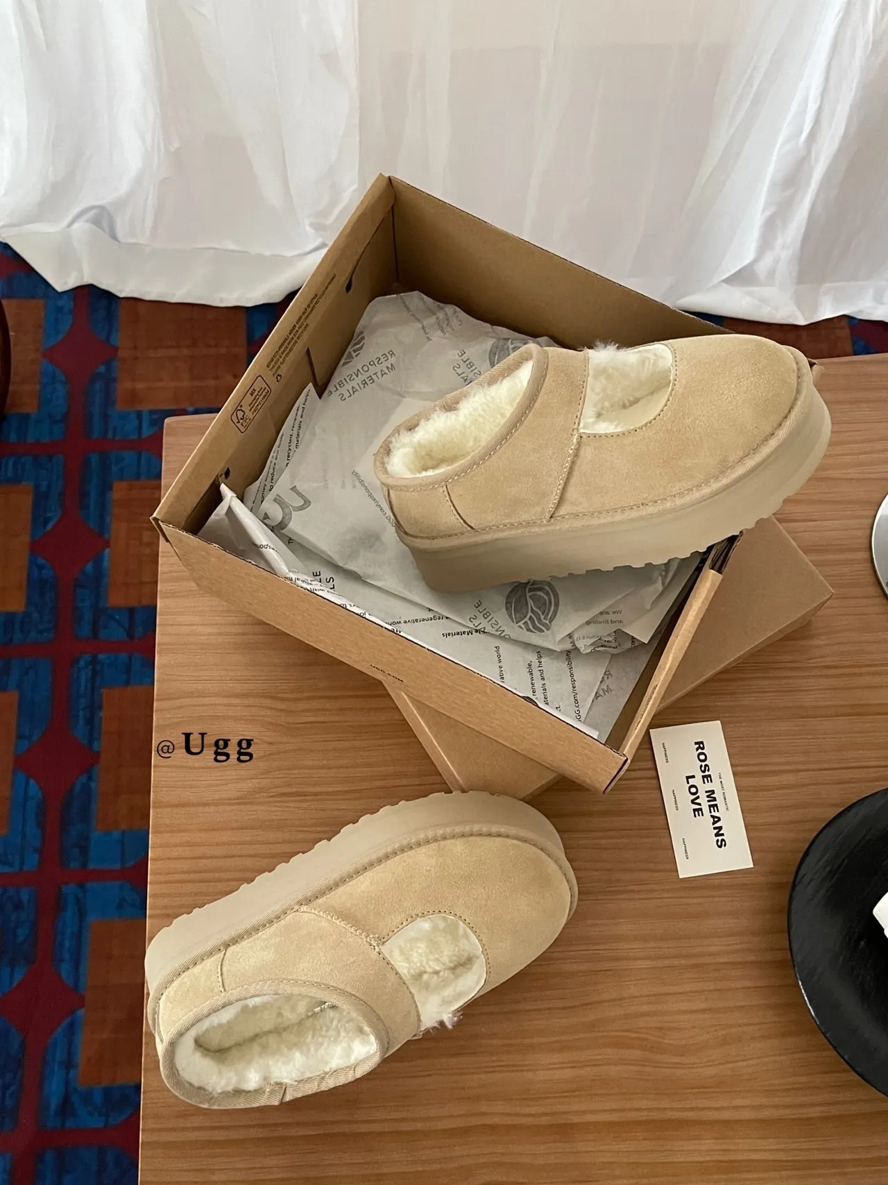 UGG Tasman भेज सूड शियरलिंग लाइन मैरी जेन जूते 6