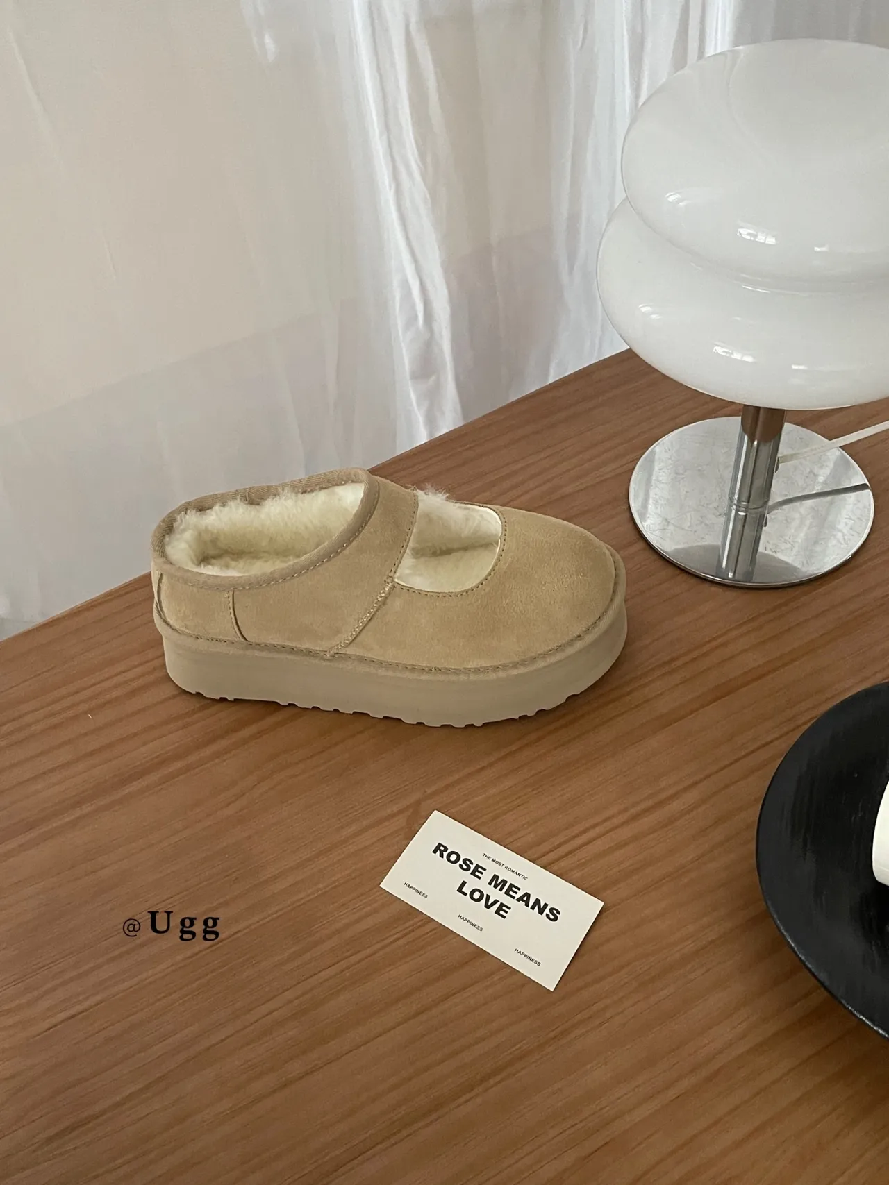 UGG Tasman भेज सूड शियरलिंग लाइन मैरी जेन जूते 7