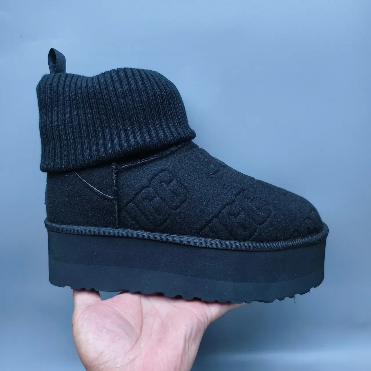 UGG Tasman Bottes de Neige Noir Semelle Plateforme Collet Tricoté 2