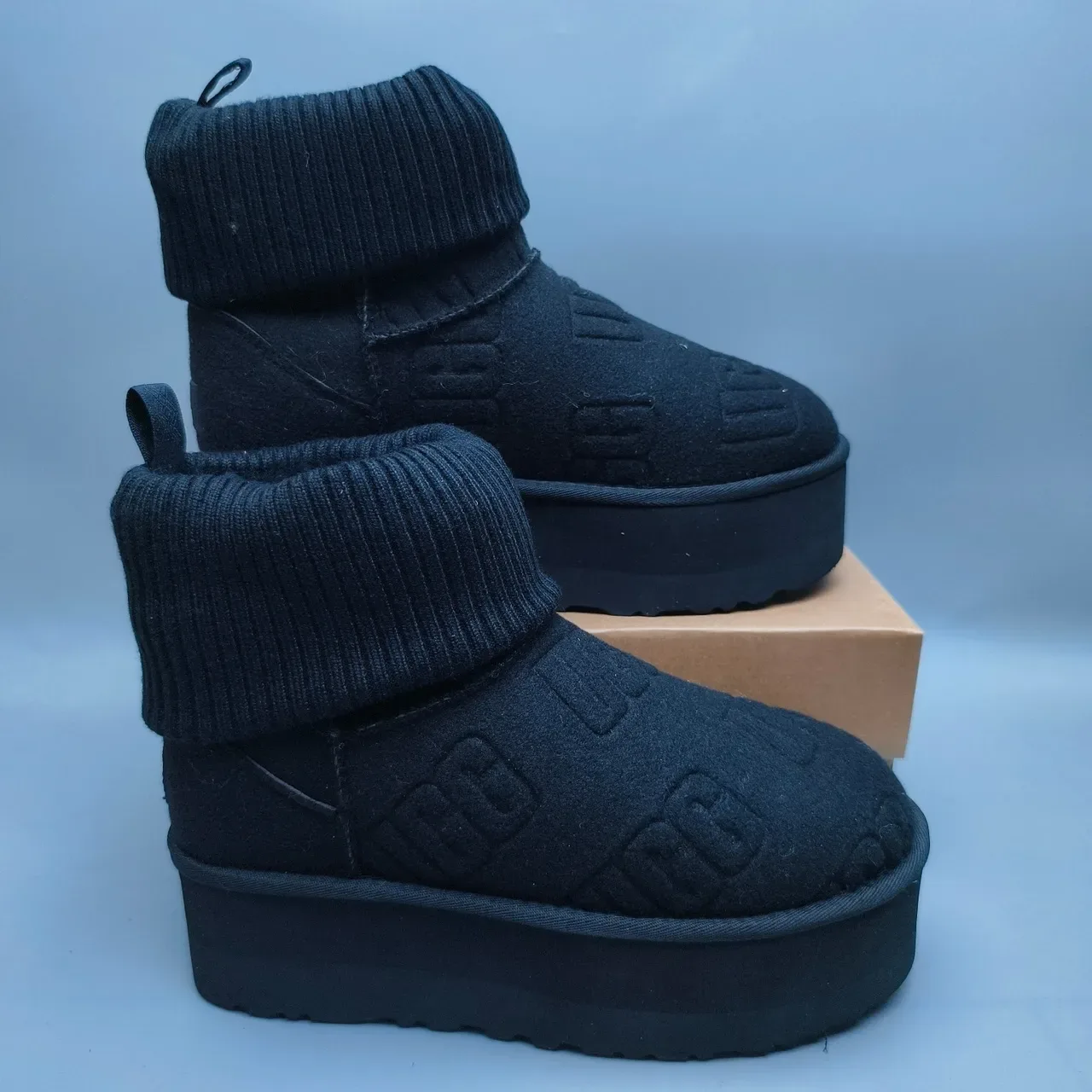 UGG Tasman Bottes de Neige Noir Semelle Plateforme Collet Tricoté 5