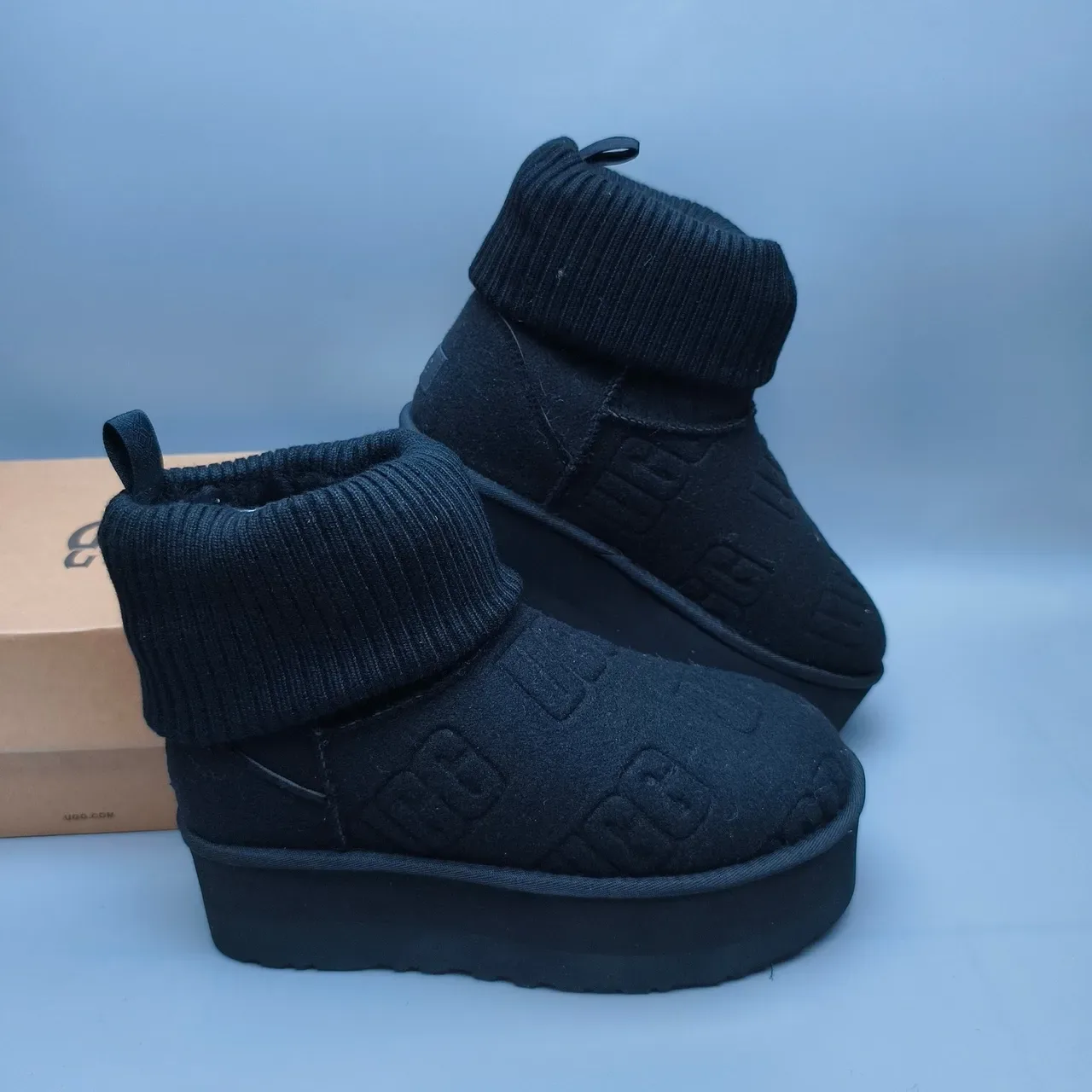 UGG Tasman Bottes de Neige Noir Semelle Plateforme Collet Tricoté 6