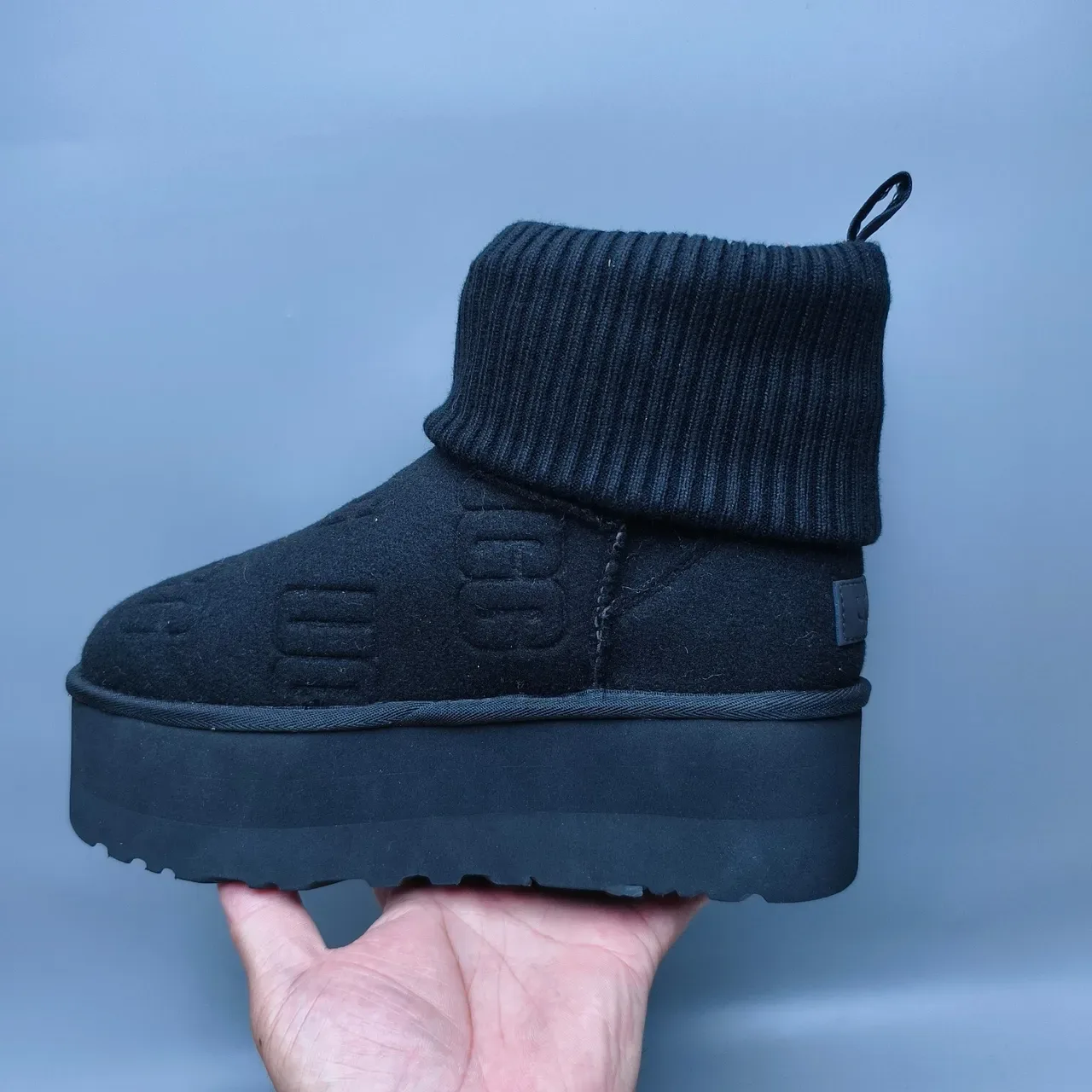 UGG Tasman Bottes de Neige Noir Semelle Plateforme Collet Tricoté 7